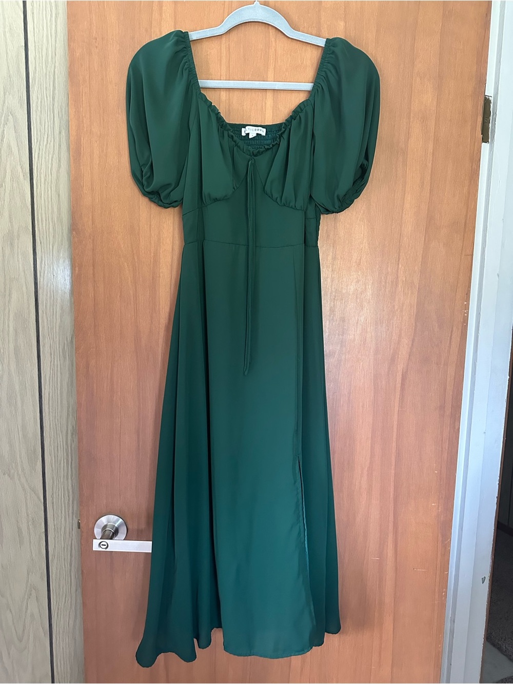 Baltic Born Emerald Green Puff-Sleeve Midi Dress